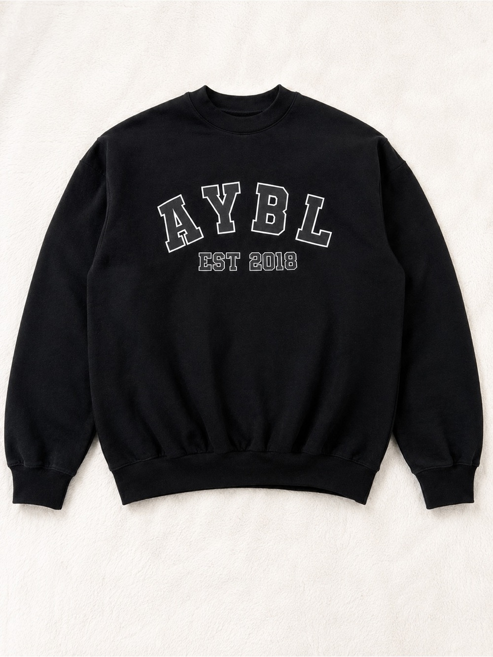 AYBL Black Crewneck Sweatshirt with White Lettering